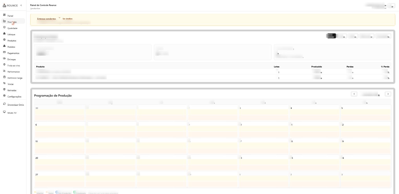 Production scheduling calendar (data blurred)